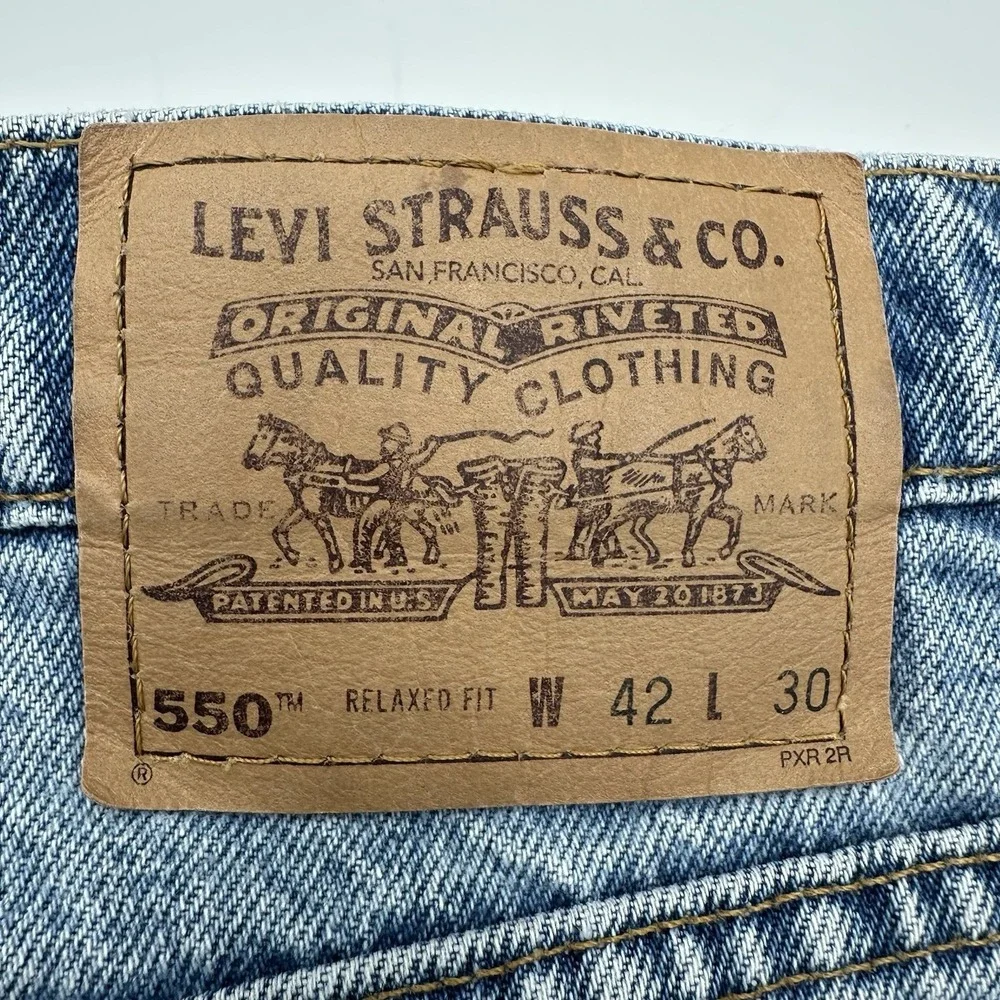 VTG Y2K Levis 550 Denim Jeans Men 42x30 (40x29) Blue Relaxed Fit 1997 Orange Tab